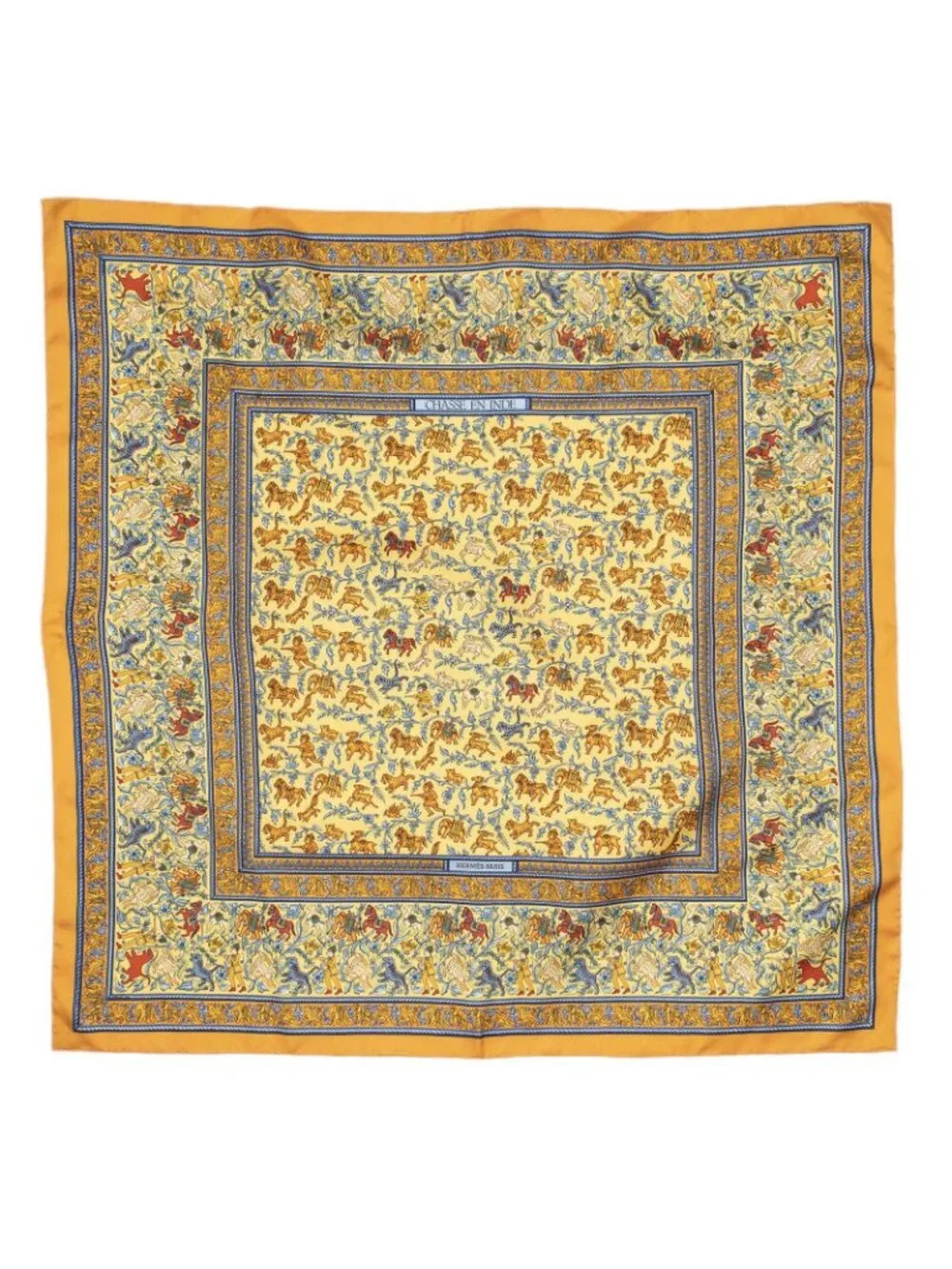 ★SOLD★ Hermes Scarf Orange Green Blue Silk - Picture 2 of 5
